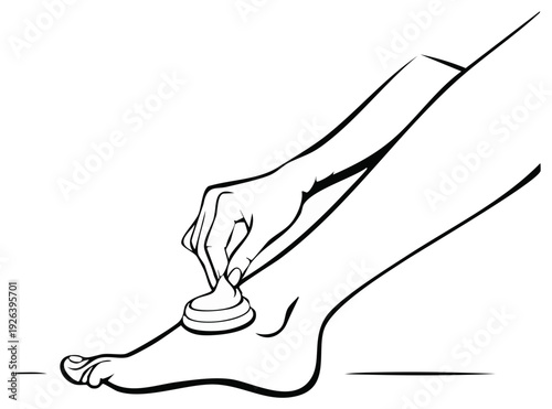 Hand applying facial cupping tool to leg for skincare and beauty treatment