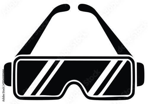 Stylized virtual reality glasses icon representing immersive digital technology and future vision