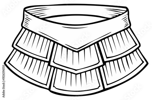 Tribal Skirt or Collar Stylized Drawing Simple Outline Ancient Apparel Accessory