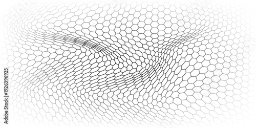 Fishing or soccer net. Repeated hexagon pattern. Black wired mesh texture isolated on white background.