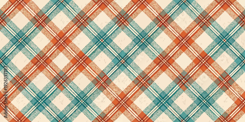 A vibrant geometric pattern featuring crossed diagonal lines in teal and orange hues Vector
