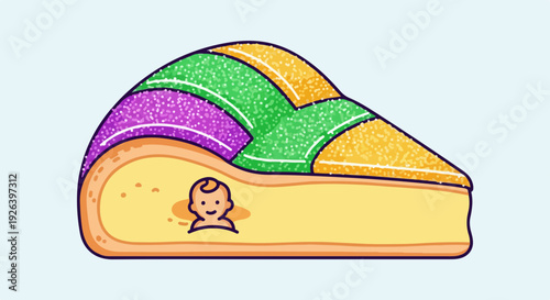 King Cake with Baby Inside for Mardi Gras Celebration