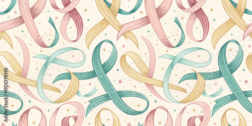 A vibrant pattern of intertwining ribbons in pastel and bright colors Vector