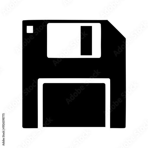Obsolete Floppy Disk Silhouette Representing Past Era Technology and Data Storage