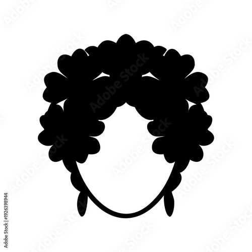Silhouette illustration of a sheep head with curly wool and cute ears