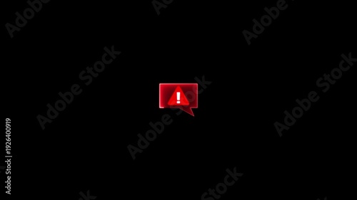 Message notification alert icon. Animated massage icon with massage icon, animation on black background. Abstract Massage bubble icon error animation.4k animation