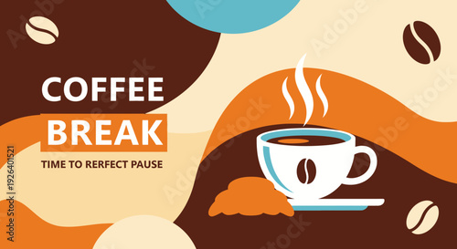 A steaming cup of coffee on a table invites a relaxing break in a warm, earth-toned environment viewed from above