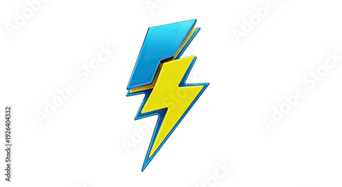 Blue and Yellow Lightning Bolt Icon