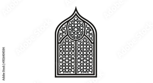 Intricate gothic window design a detailed black silhouette