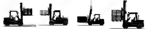 Industrial Silhouette: Forlift Truck with Loaded Crate