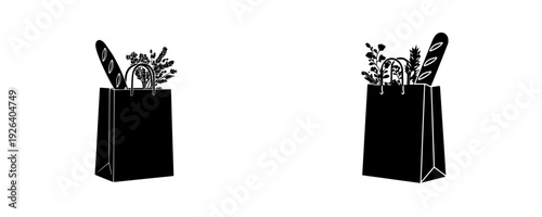 Elegant Silhouette of a Grocery Bag