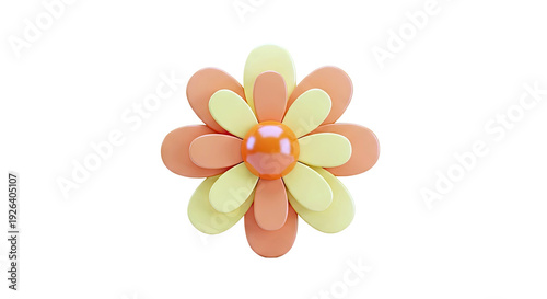 3D Rendered Orange and Yellow Flower