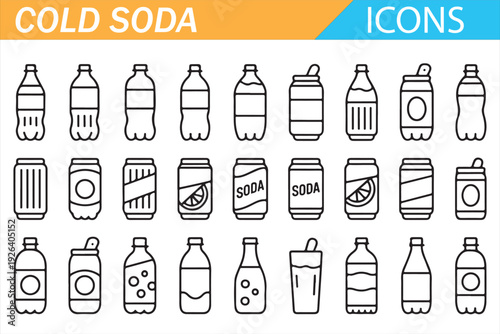 Soda and Sparkling Drink Icons for Cafe and Restaurant Design