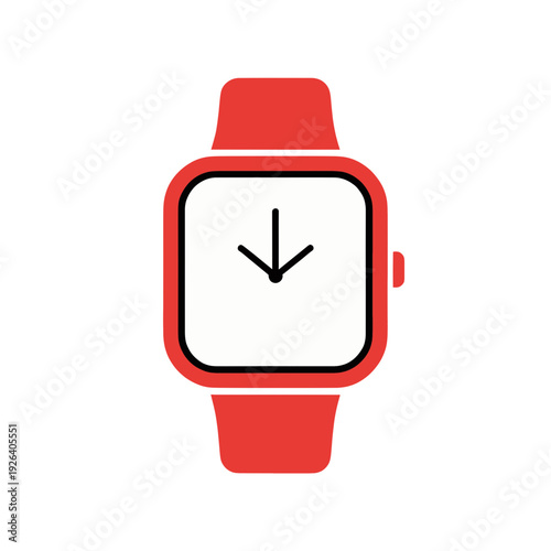 Red Minimalist Smartwatch Interface Vector Icon