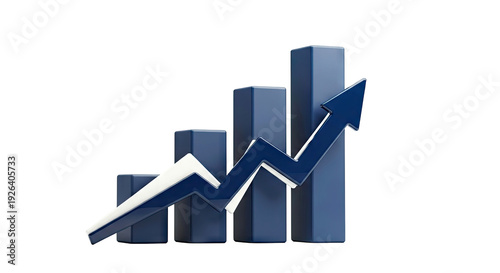 3D Bar Chart with Upward Arrow