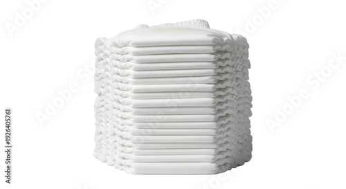 Photo-realistic Stack of White Baby Diapers for Infant Care and Hygiene
