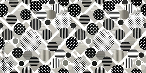Abstract geometric pattern featuring intricate black and white circular designs Vector