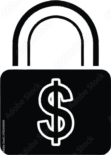 Secure financial padlock with dollar sign representing safety of money and protection of digital bank account assets