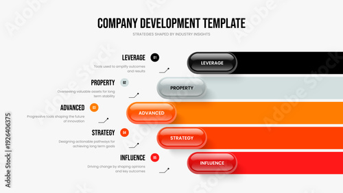 Professional Briefing 5 Option Infographic Slideshow Template. Business Planning Five Step Diagram Frame Design. Marketing Overview Presentation Layout Vector Illustration.