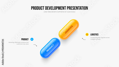 Marketing Campaign 2 Step Diagram Slideshow Template. Project Overview Two Option Infographic Presentation Design. Digital Briefing Frame Layout Vector Illustration.