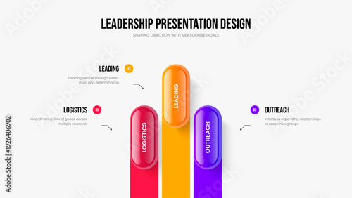 Marketing Portfolio Three Element Infographic Presentation Template. Professional Development 3 Step Diagram Slide Design. Service Strategy Frame Layout Vector Illustration.