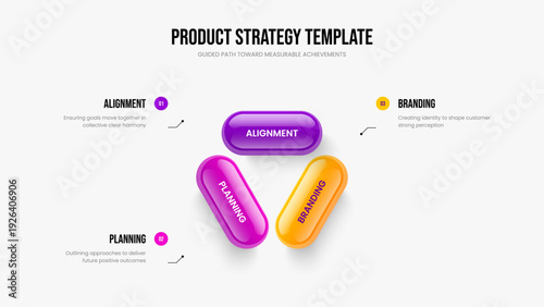 Market Proposal Three Option Diagram Frame Template. Service Solution Slideshow Design Vector Illustration. Company Visualization 3 Step Infographic Presentation Layout.