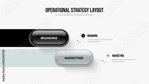 Business Plan 2 Option Diagram Frame Design. Project Forecast Two Element Infographic Slide Template. Service Profile Presentation Layout Vector Illustration.