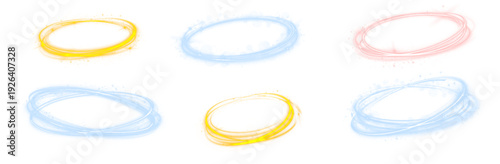 Hovering golden spiral with drifting glitter dust. Electric sparks spin along circular motion trails. Abstract futuristic frame for digital illustrations.