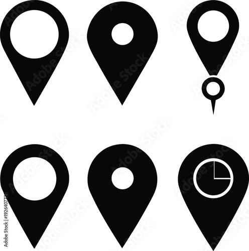 Foto Map Pin and Location Pointer Icons for Navigation and Travel