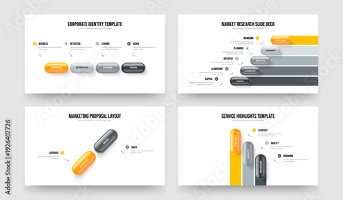 Creative Planning 4 5 2 3 Option Infographic Slideshow Template Collection. Advertising Showcase Four Five Two Three Element Diagram Frame Design Vector Illustration Bundle.