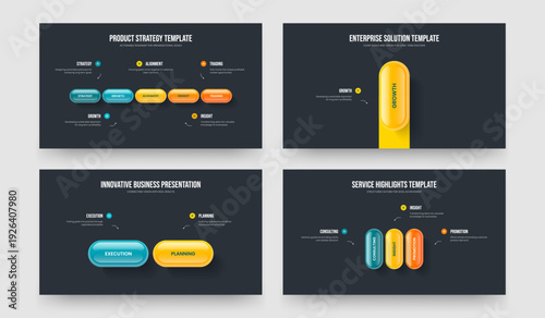 Service Showcase Five One Two Three Option Infographic Frame Layout Vector Illustration Collection. Consulting Solution 5 1 2 3 Element Diagram Slide Template Set.
