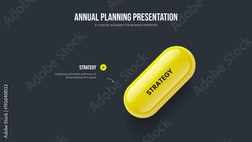Corporate Launch One Step Diagram Slideshow Design. Investor Profile 1 Element Infographic Frame Layout. Business Showcase Slide Template Vector Illustration.