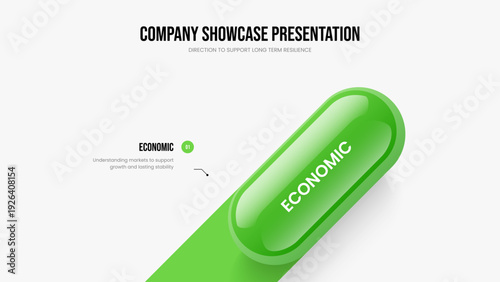 Product Visualization 1 Element Infographic Slide Design. Financial Growth One Option Diagram Frame Template. Market Profile Presentation Layout Vector Illustration.