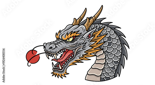 Dragon Head with Lollipop in Mouth.