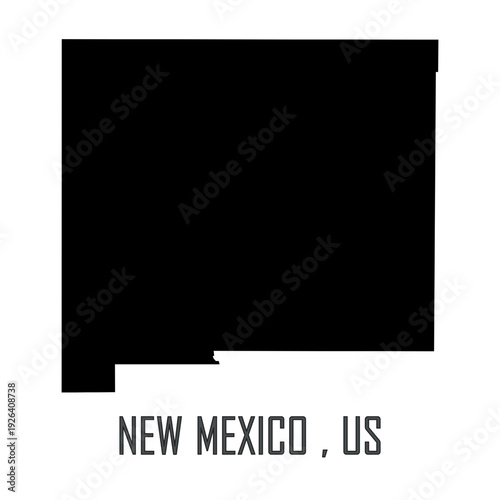 New Mexico State Silhouette Map Vector Illustration Isolated on White Background.ideal for geography education, infographics, posters, branding, travel content, and digital or print media.