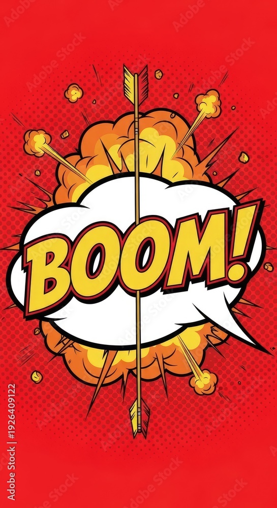 Fototapeta premium Comic Book Explosion with Arrow and BOOM.