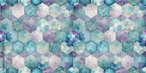 Abstract geometric pattern with hexagonal tiles in soft pastel colors Vector