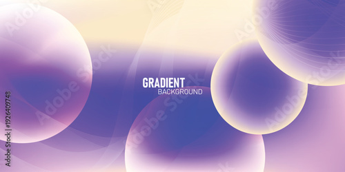 Abstract blue technology background with glowing glass circles and colorful digital spheres floating in space