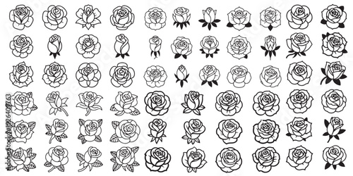 Black Sketch of Flowers Isolated on White Background. Set of flowers vector illustration of a plant design  hand draw flower set design 