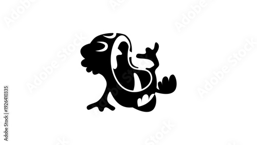 Yawning Monster, black isolated silhouette