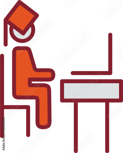 Student using laptop Vector Icon