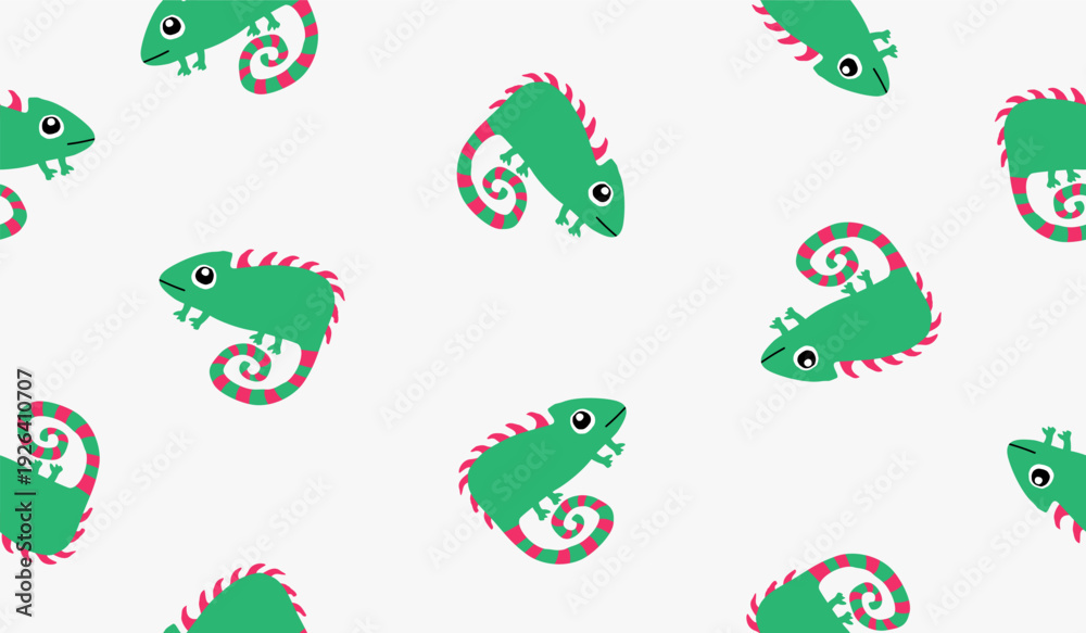 Naklejka premium Cute iguana pattern background vector design