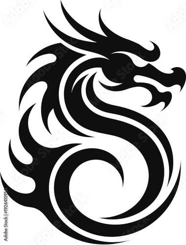 Wallpaper Mural Elegant Chinese Dragon Silhouette Vector with Ultra Clean Curves Minimal Modern Style for High End Commercial Design Projects Global Markets Torontodigital.ca