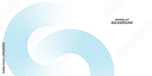 Abstract minimalist background with concentric circular lines. Modern shiny blue circle lines pattern. Futuristic concept.