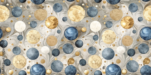 Abstract geometric pattern with metallic and earthy spherical shapes Vector