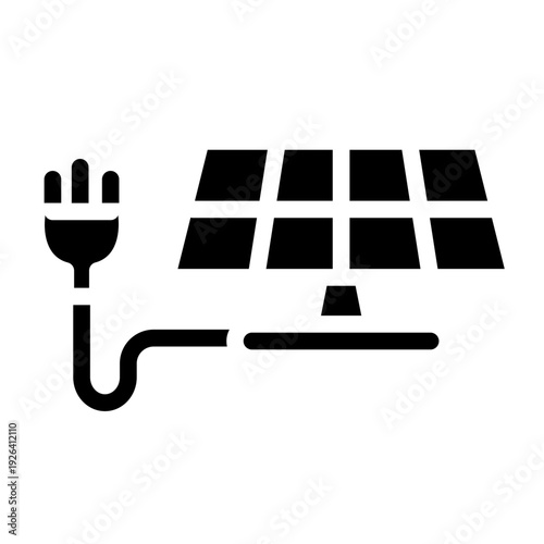 Solar cell charging process icon
