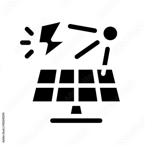 Solar cell charging process icon