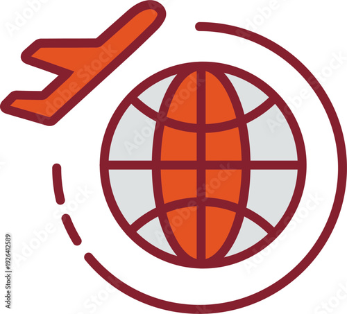 Round Travel Flights Vector Icon