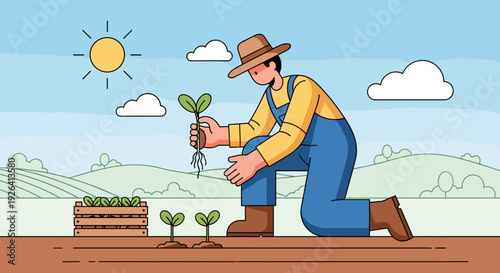 Farmer Planting Seedlings in the Field 2.