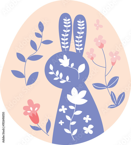 Cute Easter Egg Doodle Set with Bunny and Flower Patterns, Spring Holiday PNG Clipart